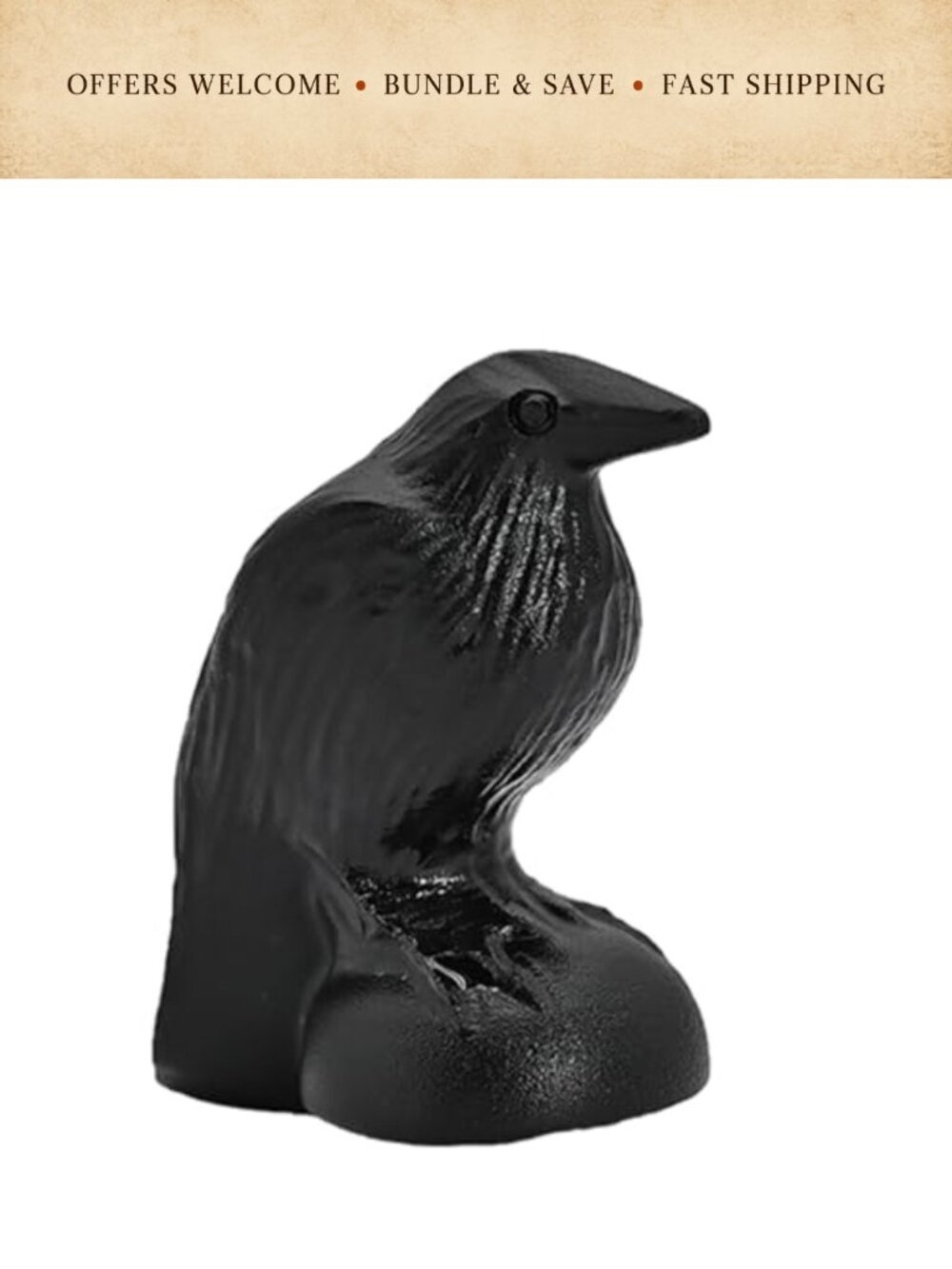 Obsidian Raven Sculpture Crystal Crow Figurine for Home Decor Healing Stone